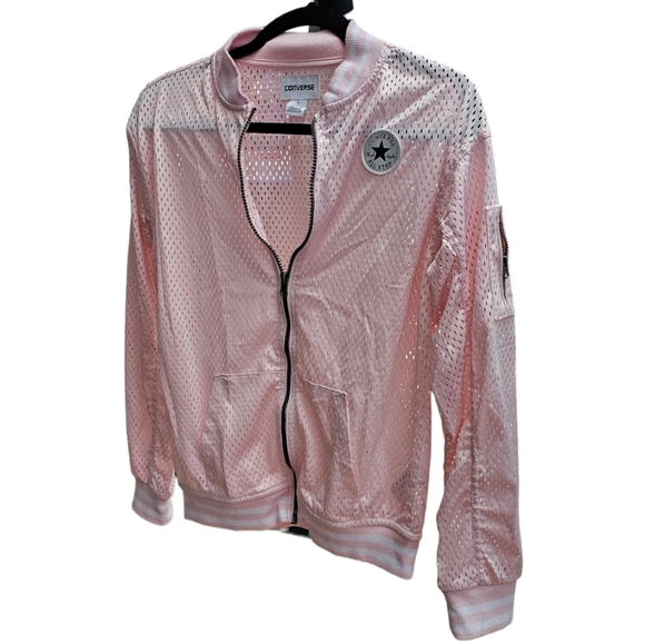 Converse Girl's Lightweight Pink Mesh Varsity Jacket, Size Large, 12-13 Years - Picture 3 of 8